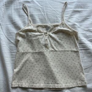 Brandy Melville Cream Floral Button-Up Camisole